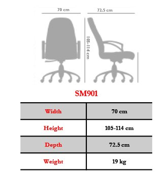 ابعاد صندلی مدیریتی نیلپر کد SM901